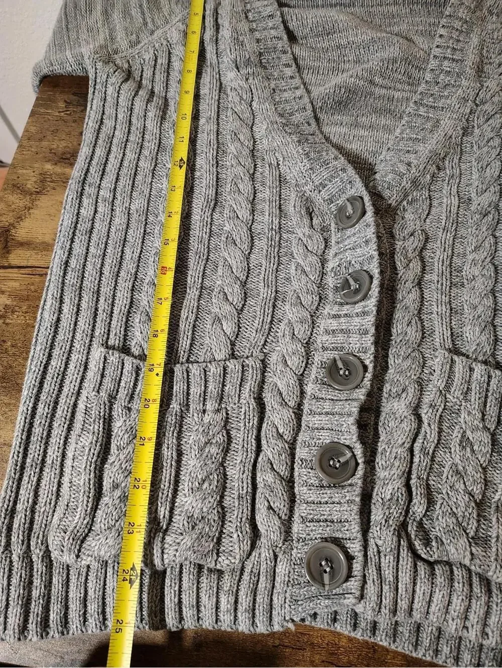 Victoria's Secret Women Sweater Cardigan Gray Pockets CableK